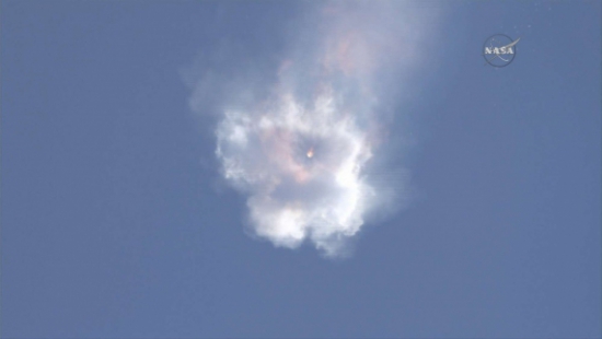 A felrobbanó Falcon 9 (Állókép a NASA videójából)