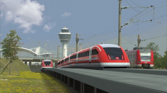 A 2008-ban lefújt müncheni reptéri mágnesvasút (Transrapid TR-09-es szerelvényekkel)