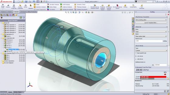 A SolidWorks Costing eszközzel az eddiginél több alkatrésztípus vonható be az automatikus költségszámításba