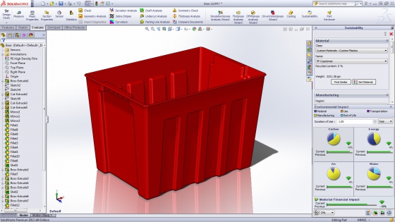 A SolidWorks Sustainability új nyersanyagokra vonatkozó hatásvizsgálati eszközökkel bővült
