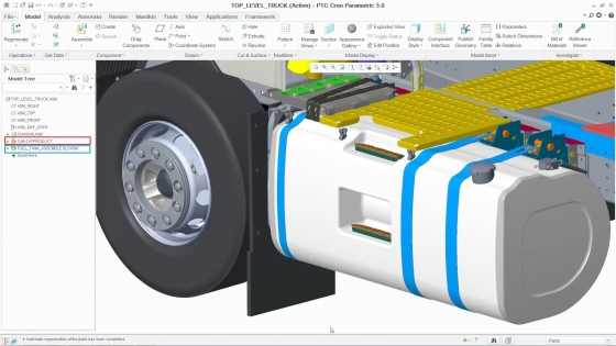 A Creo 3.0-ba közvetlenül beépíthetők a CATIA, Siemens NX, SolidWorks modellek és azok változásait is átvezeti a rendszer